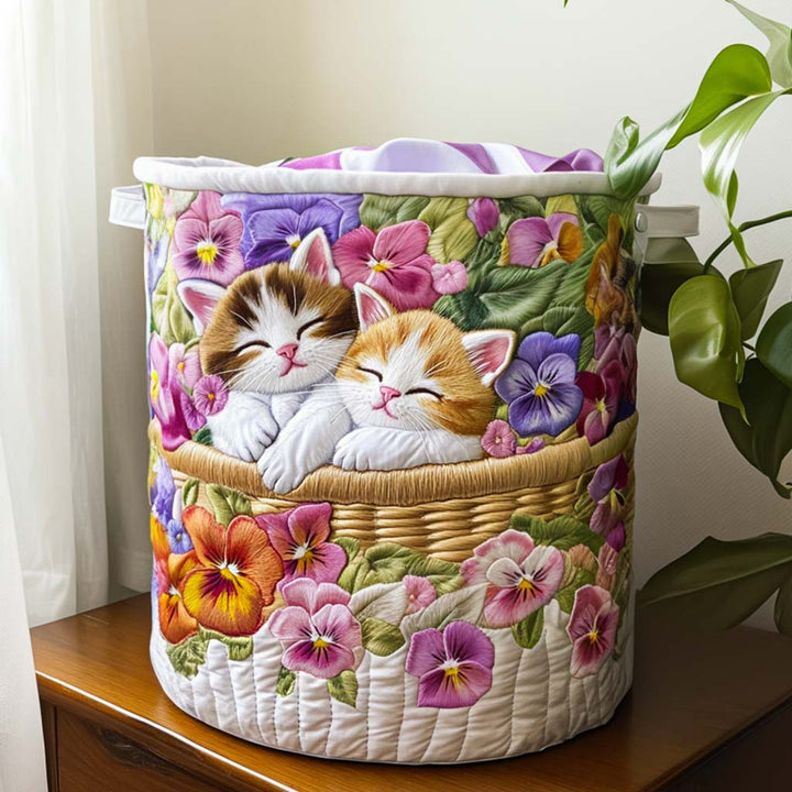 Panier à linge matelassé fait main – motif Chaos de Chaton