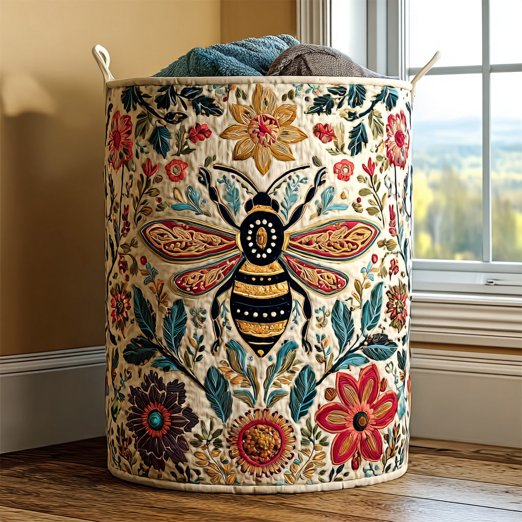 Panier à linge matelassé fait main – motif Esprit de Prairie