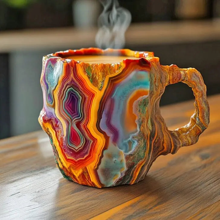 Tasse à Café Minérale avec Cristaux Infusés