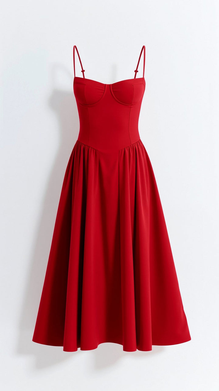 Odete - Robe midi à corsage structuré