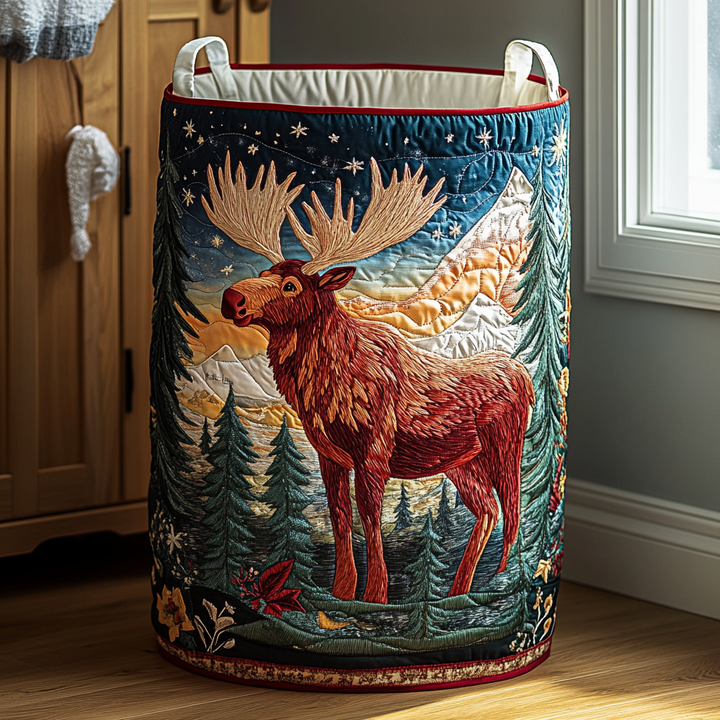 Panier à linge matelassé fait main – motif Forêt – vue 8