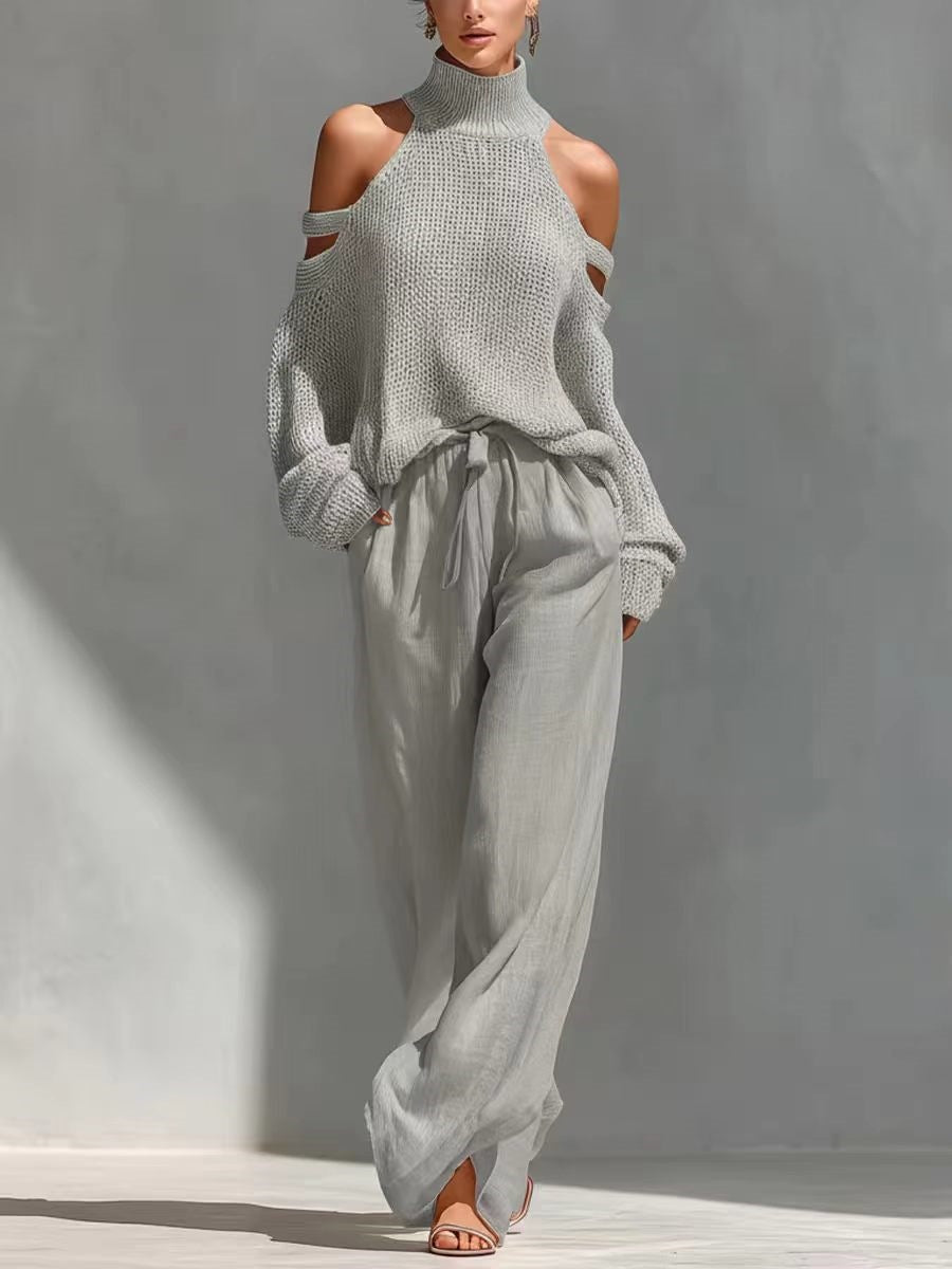 Sara - Ensemble moderne en maille et lin
