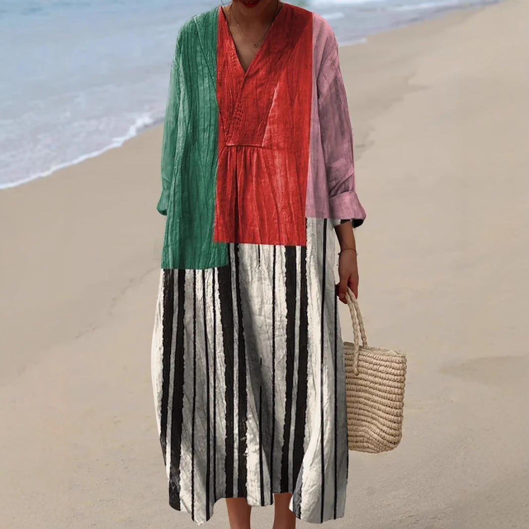 Vera - Robe en Patchwork Rayée