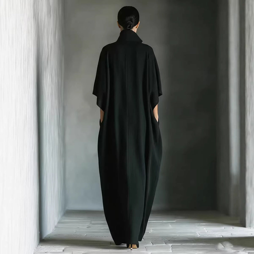 Alina - Robe longue avec manches 3/4 et décolleté en V