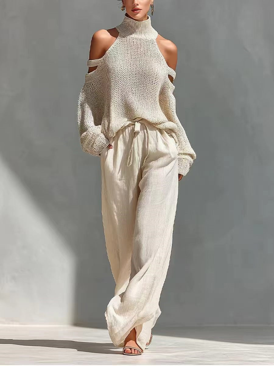 Sara - Ensemble moderne en maille et lin