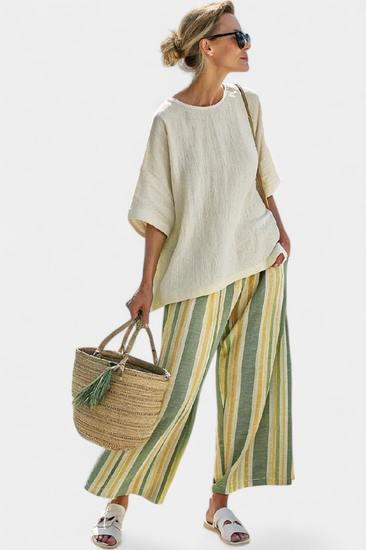 Olívia - Ensemble en Lin de Bambou Olive
