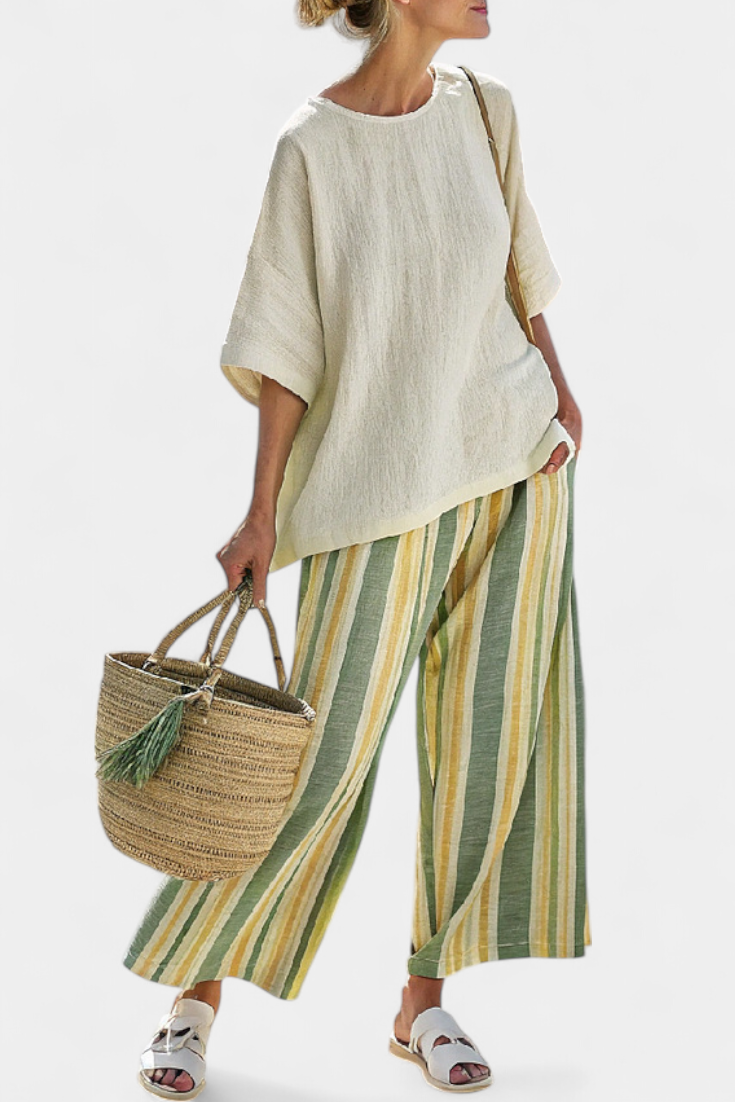 Olívia - Ensemble en Lin de Bambou Olive