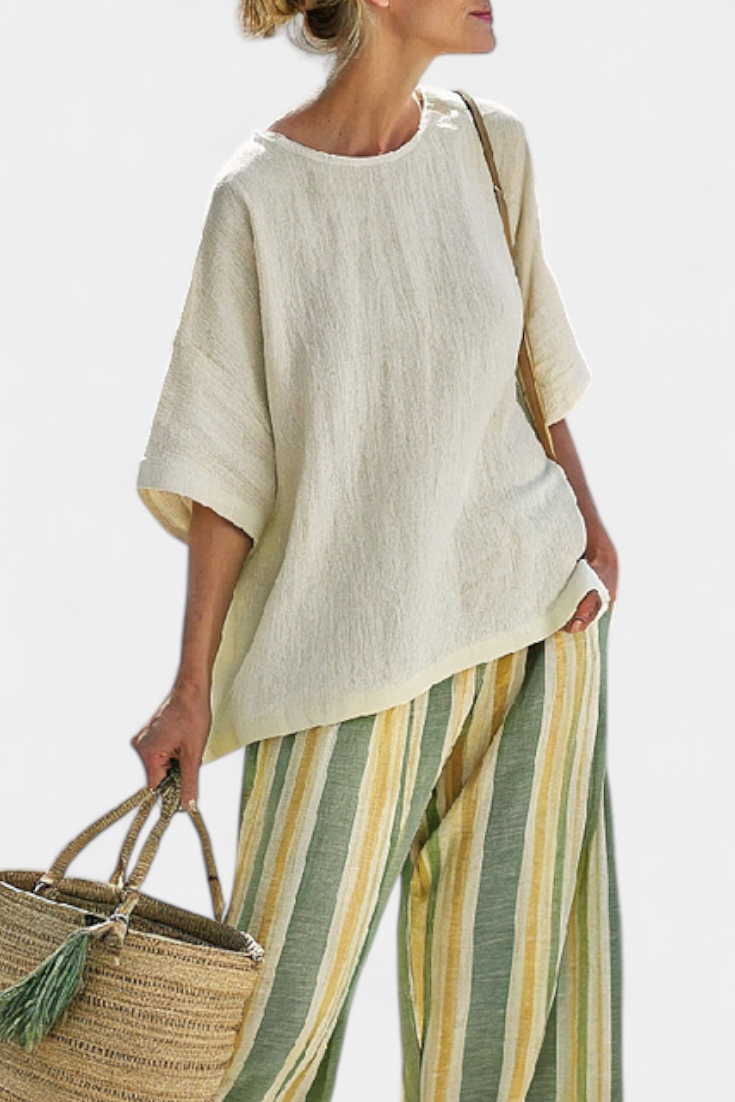 Olívia - Ensemble en Lin de Bambou Olive