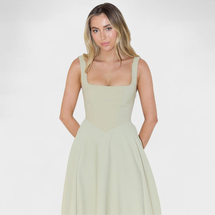 Maribel - Robe Midi décolleté carré