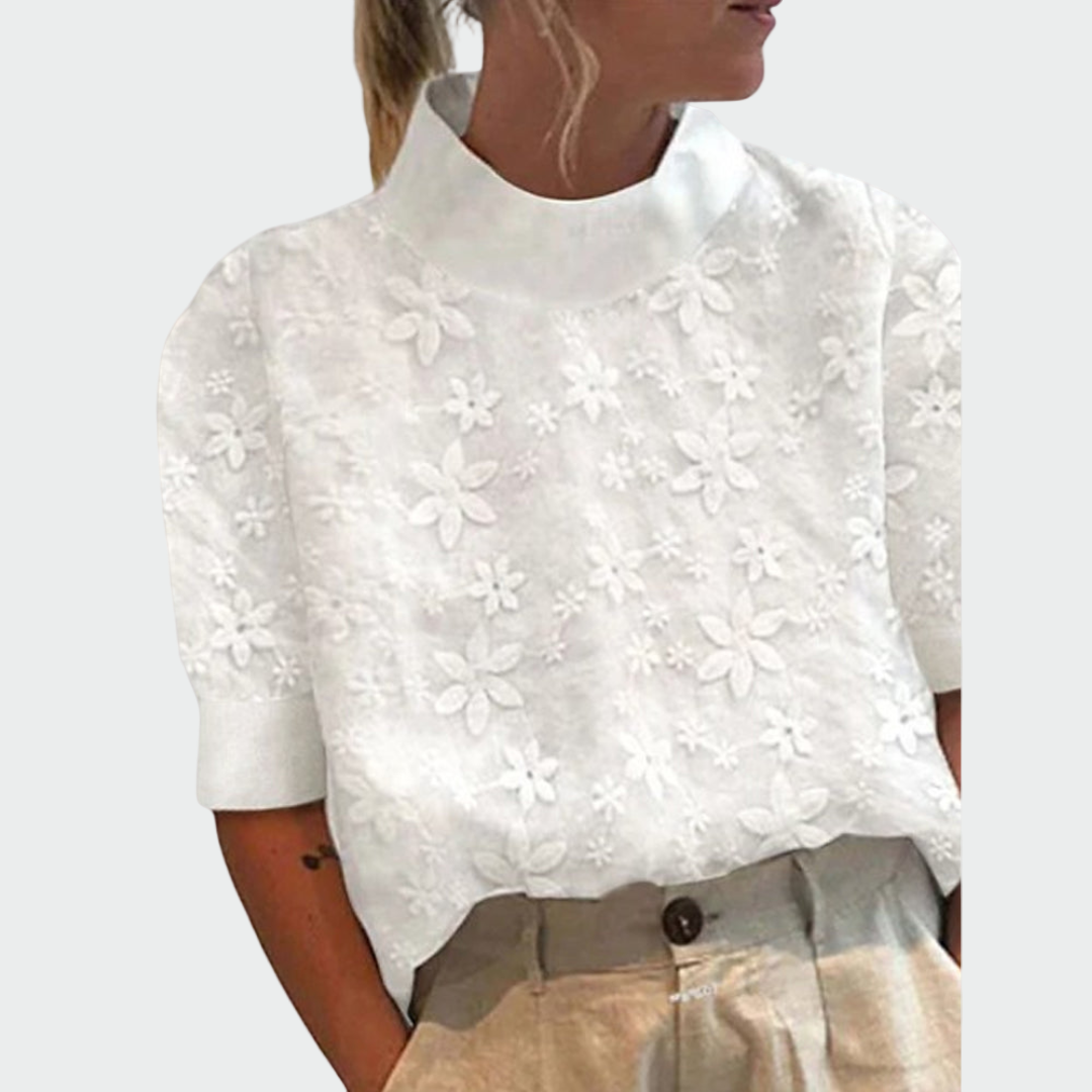 Chemise brodée à col montant