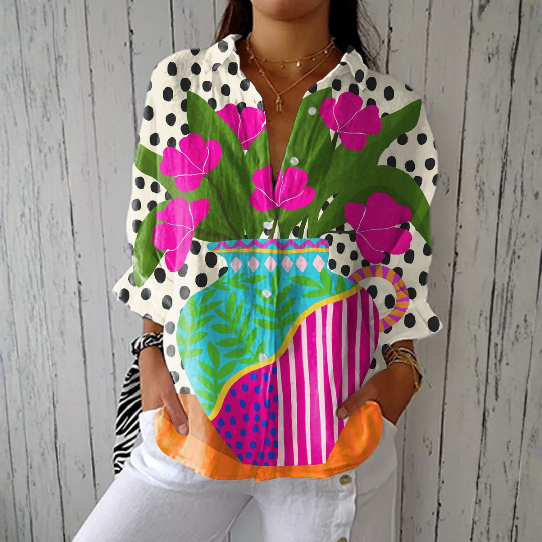 Odete - Blouse Imprimée Vases Floraux