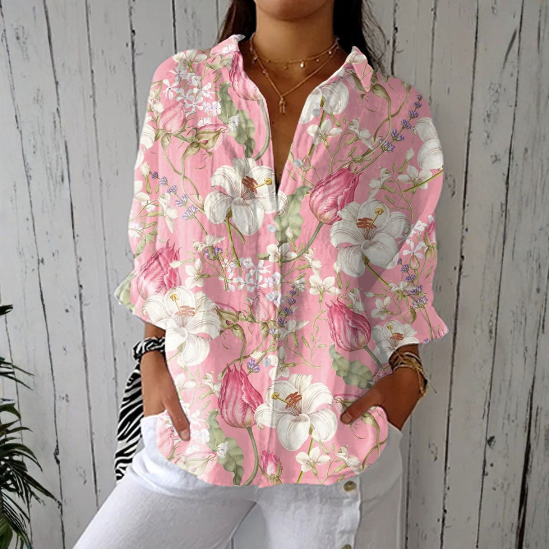 Nicole - Blouse Élégante à Fleurs