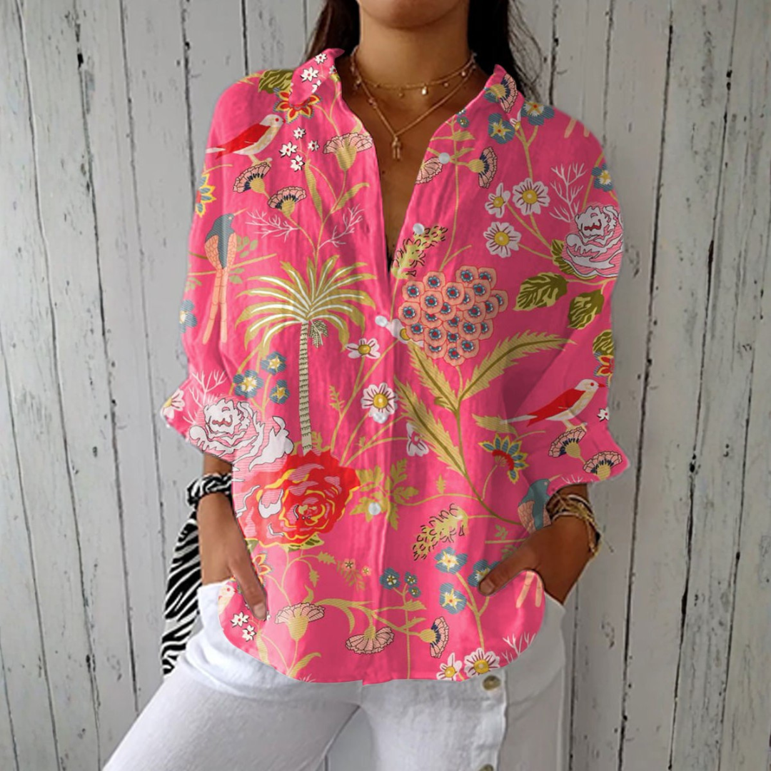Joana - Blouse Tropicale Imprimé Floral