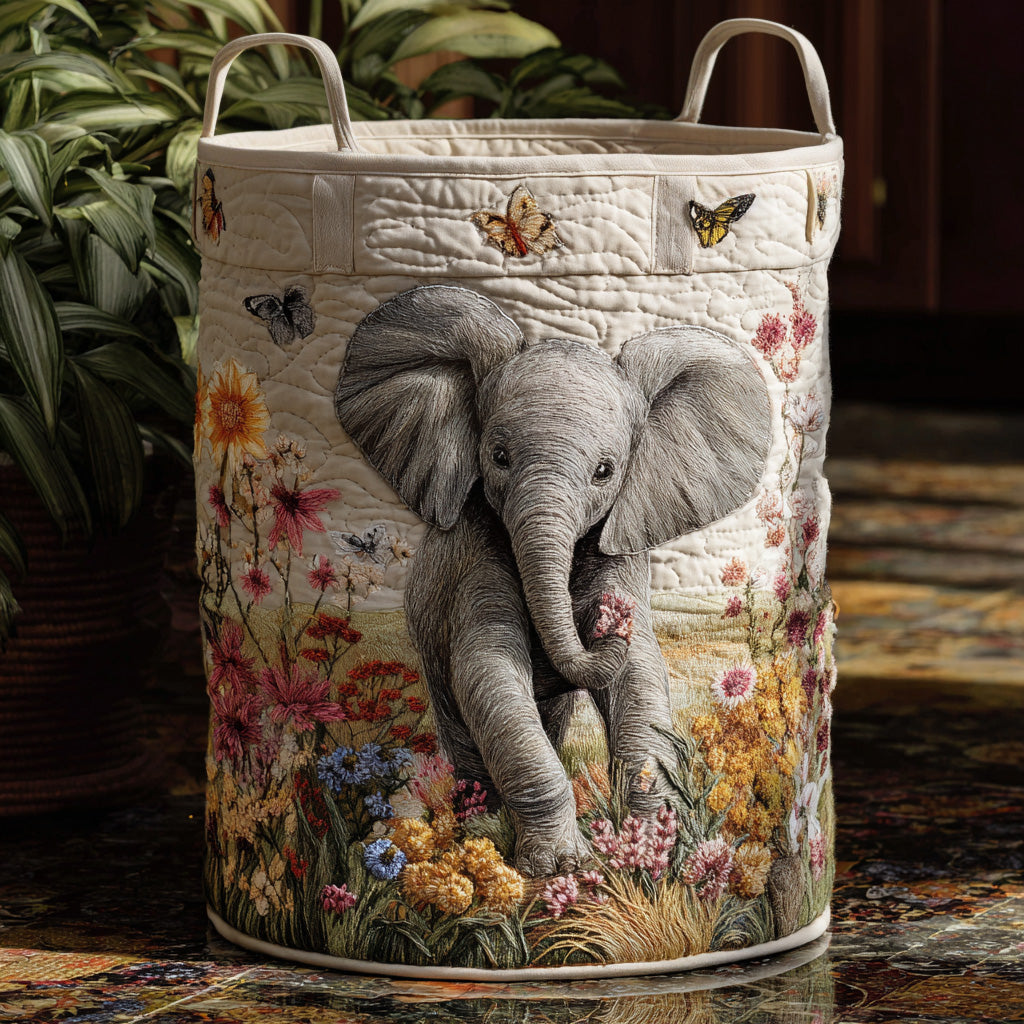 Panier à linge matelassé fait main – motif Rêve de Safari