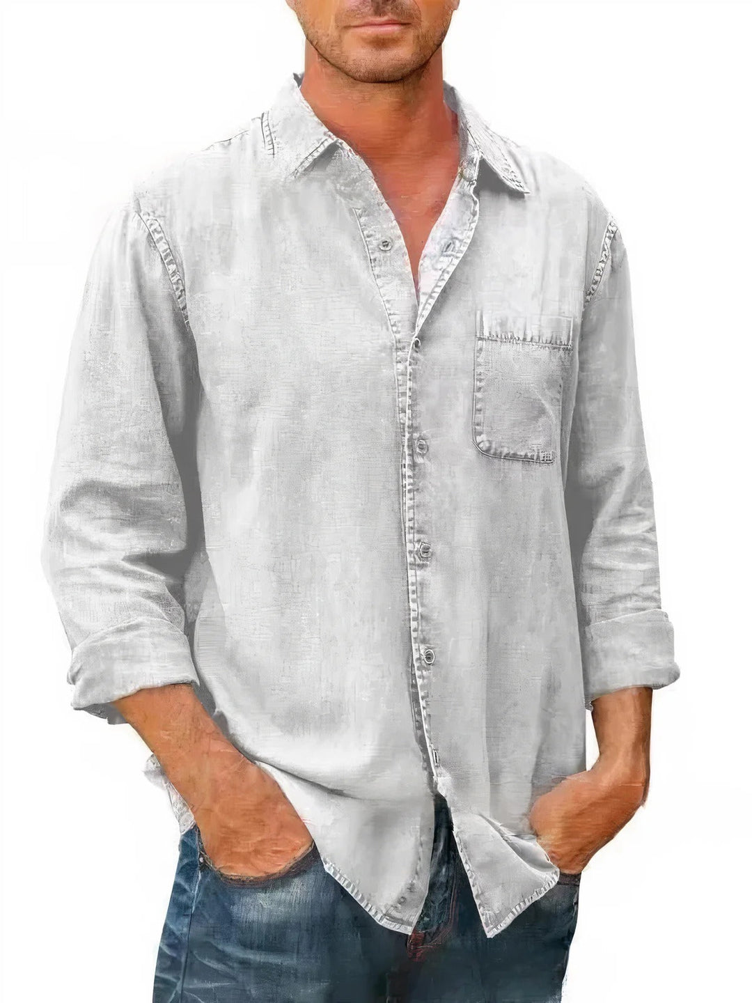 Chemise - Mélange de Denim Longue