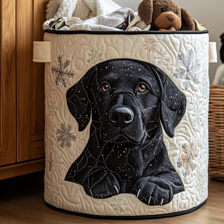 Panier à linge matelassé fait main – motif Amis Enneigés
