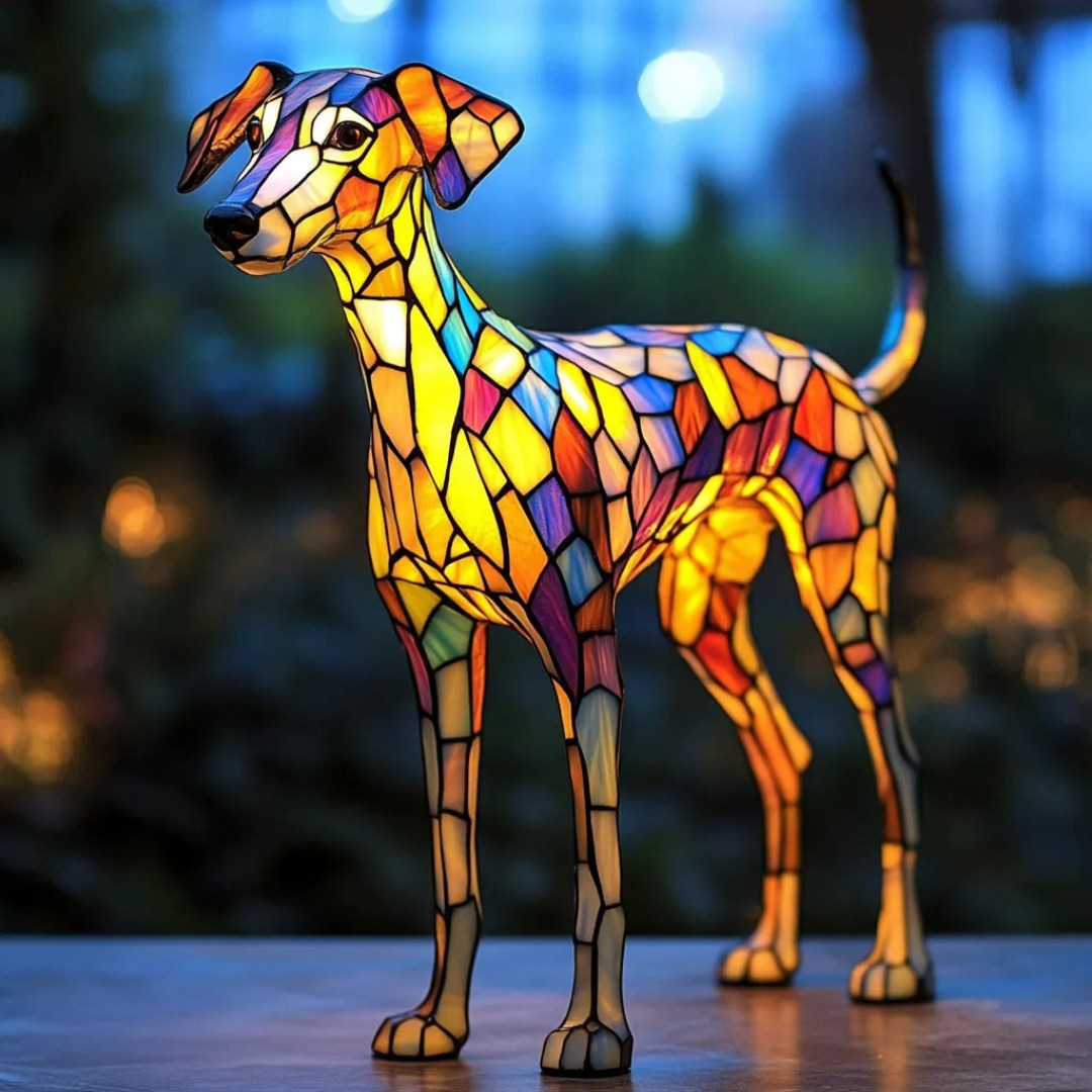 Lampe en Verre Sablé Inspirée des Whippets