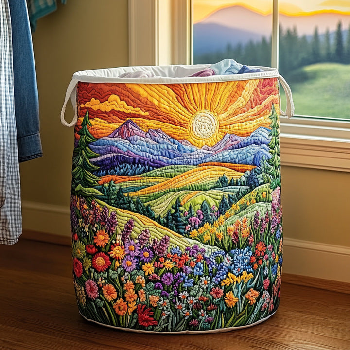 Panier à linge matelassé fait main – motif Chemin de Soleil