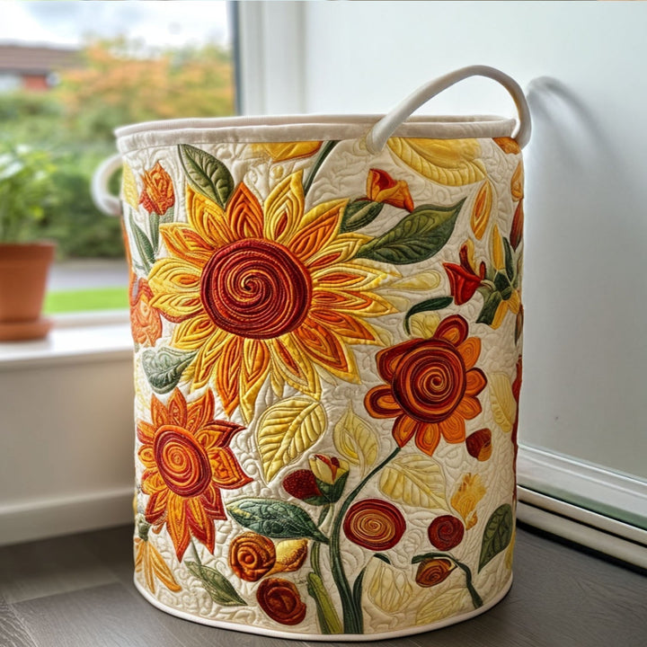Panier à linge matelassé fait main – motif Baisers de Soleil
