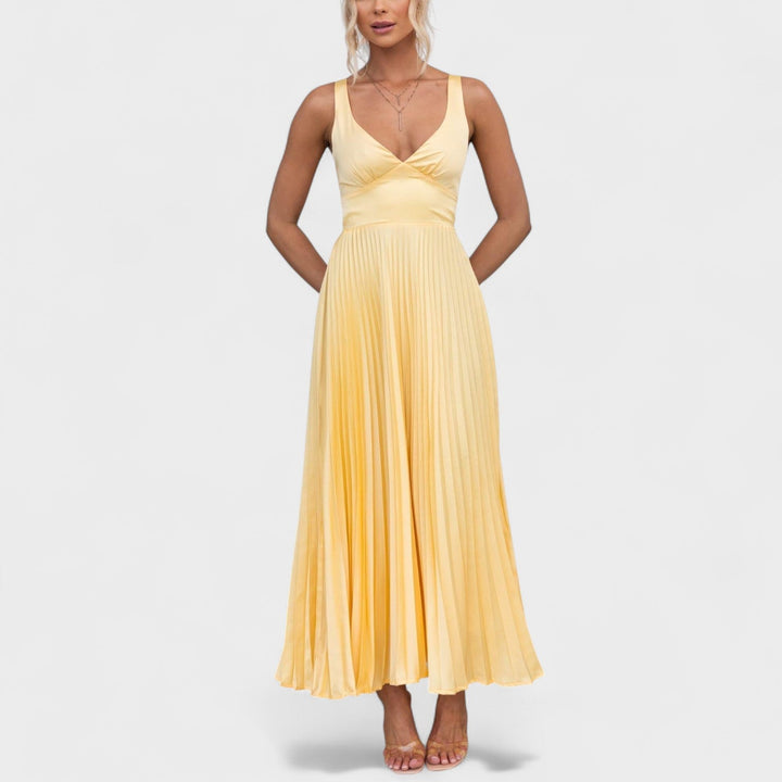 Abia - Robe maxi plissée jaune