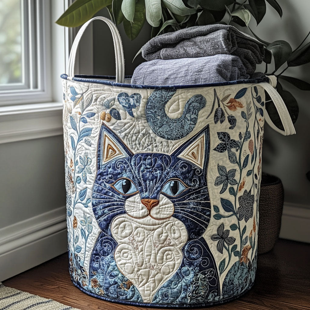 Panier à linge matelassé fait main – motif Velours