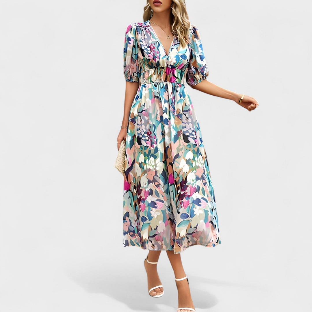 Clara - Robe Midi Fleurie Élégante
