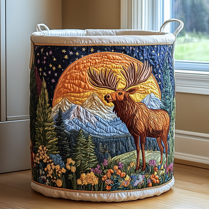 Panier à linge matelassé fait main – motif Forêt – vue 7