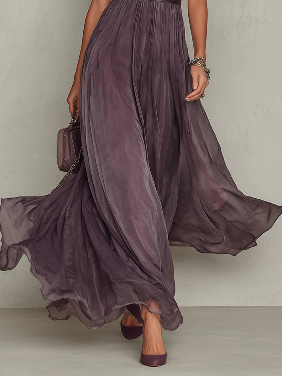 Flávia - Robe longue violette avec décolleté