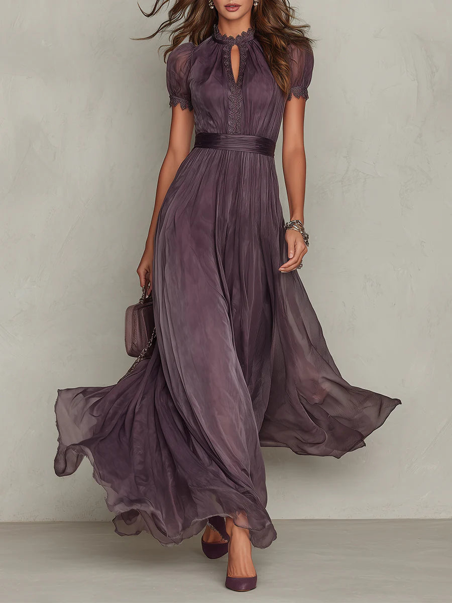 Flávia - Robe longue violette avec décolleté