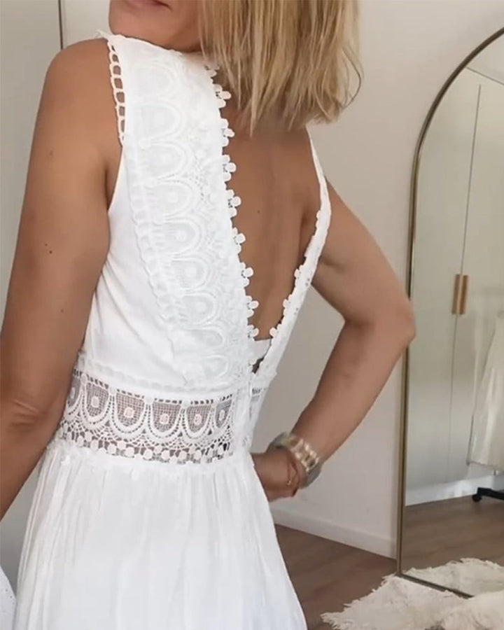Kim - Robe en Dentelle avec Décolleté en V