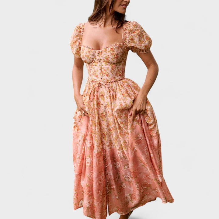 Valentina - Robe Fleurie Corail