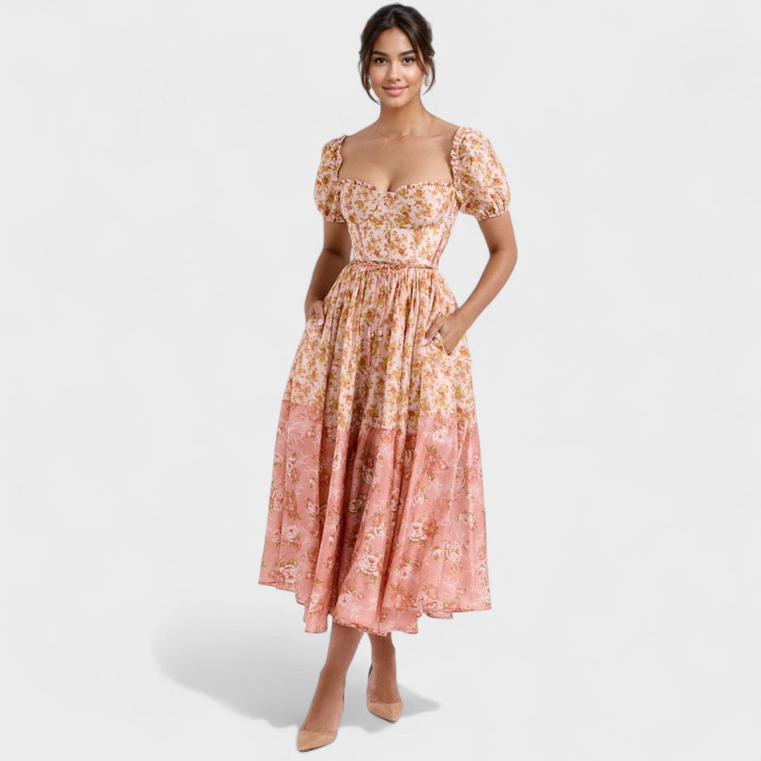 Valentina - Robe Fleurie Corail