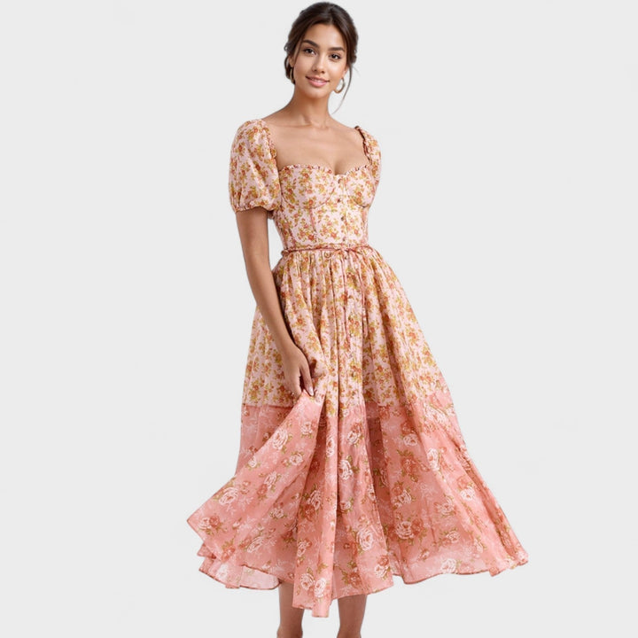 Valentina - Robe Fleurie Corail