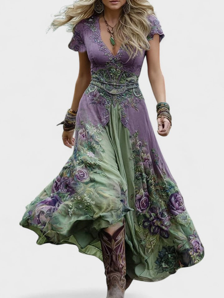 Serena - Robe Maxi Courte Fleurie