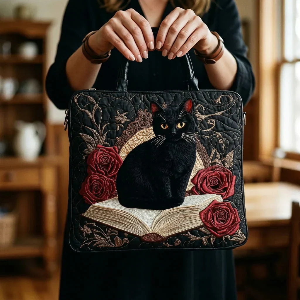 Sac Artisanal Acolché - Chat Noir sur Livres