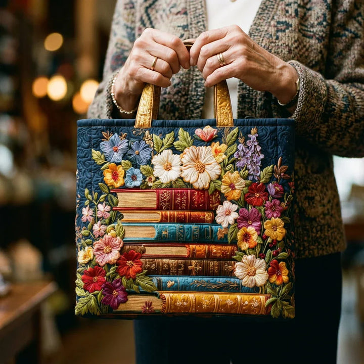 Sac Artisanal - Impression Florale et Livres