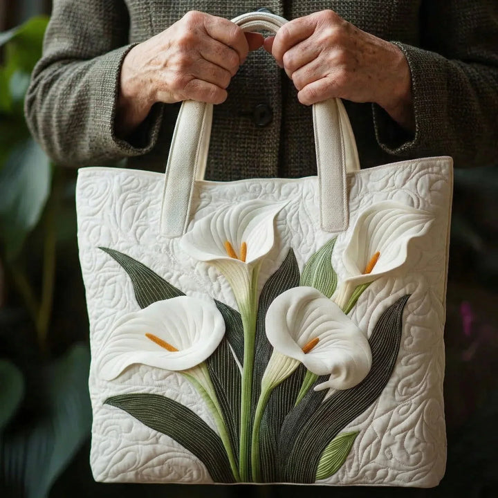 Sac à main artisanal matelassé - Lys blancs