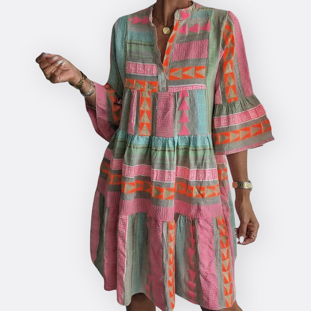 Madalena - Robe Boho à Couches avec Coupe Fluide