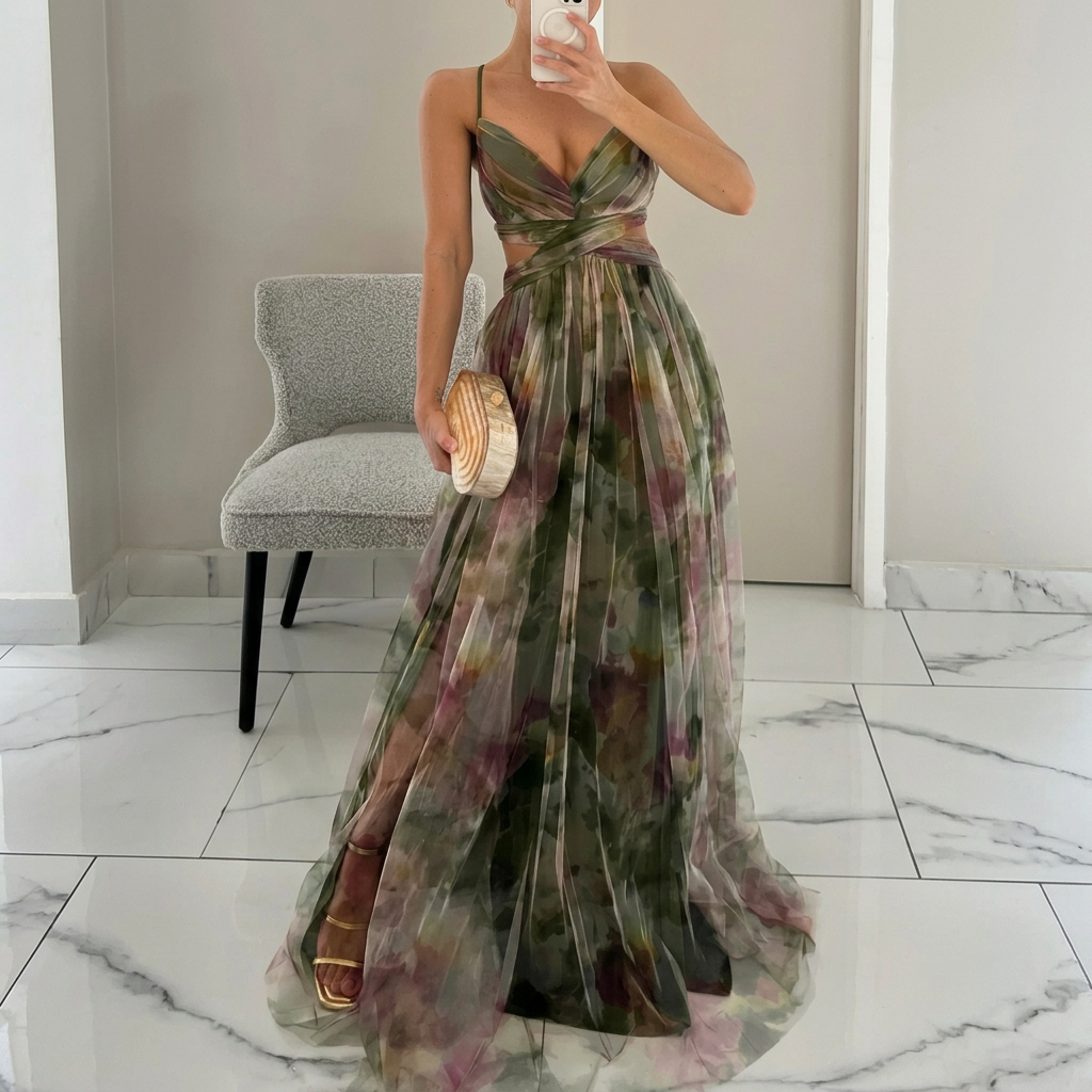 Margarida - Robe Maxi avec Imprimé Floral