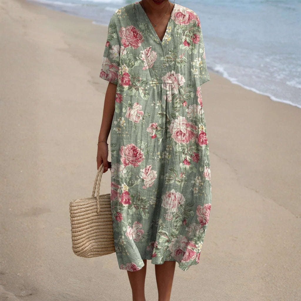 Camélia - Robe Midi Florale Rétro
