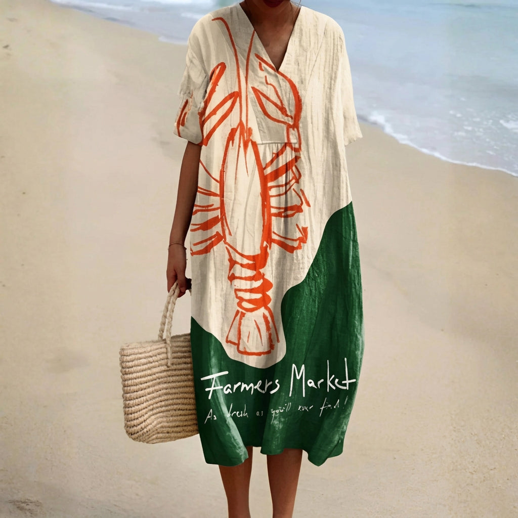Catarina - Robe avec Imprimé de Homard Graphique