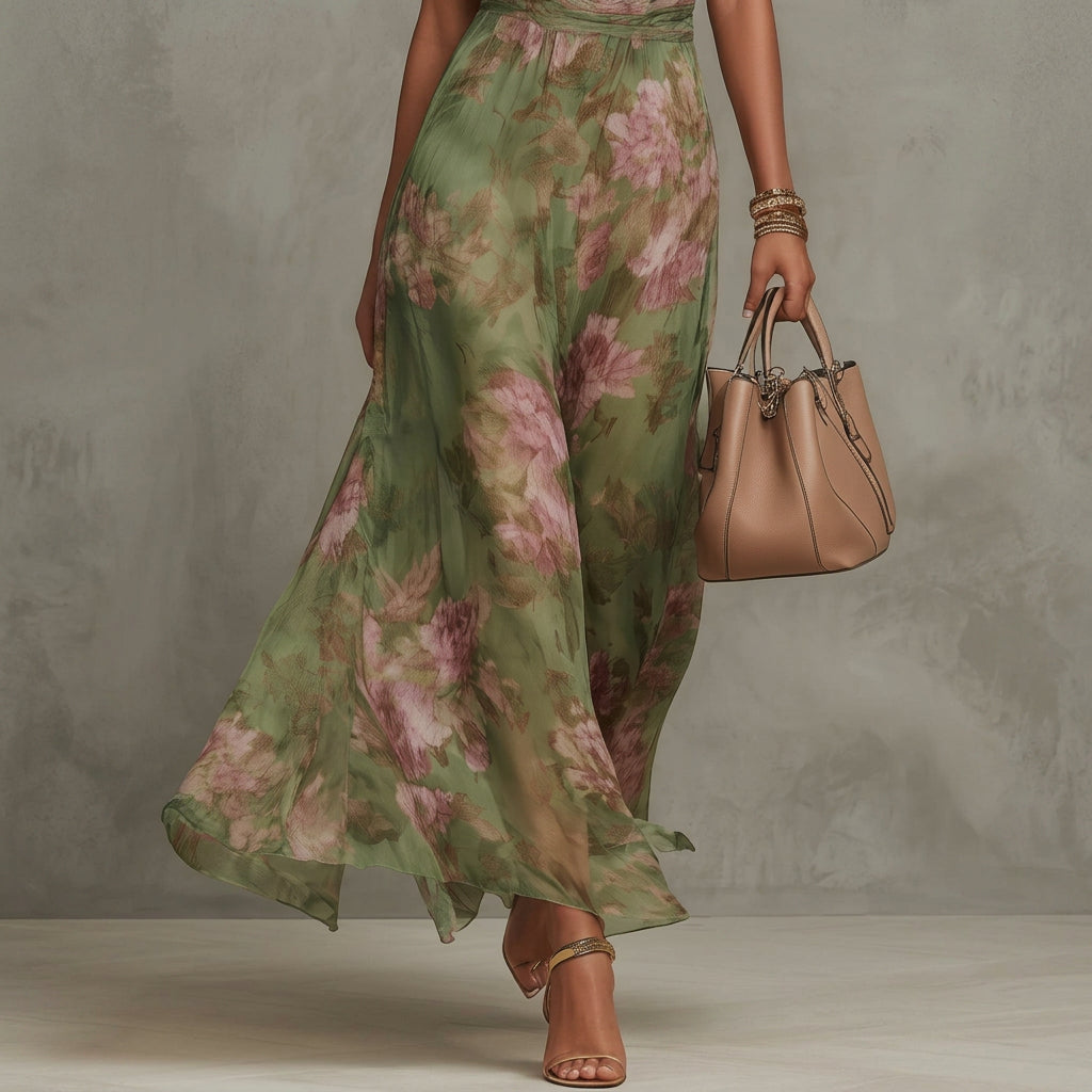 Filipa - Robe Longue Halter Fleurie