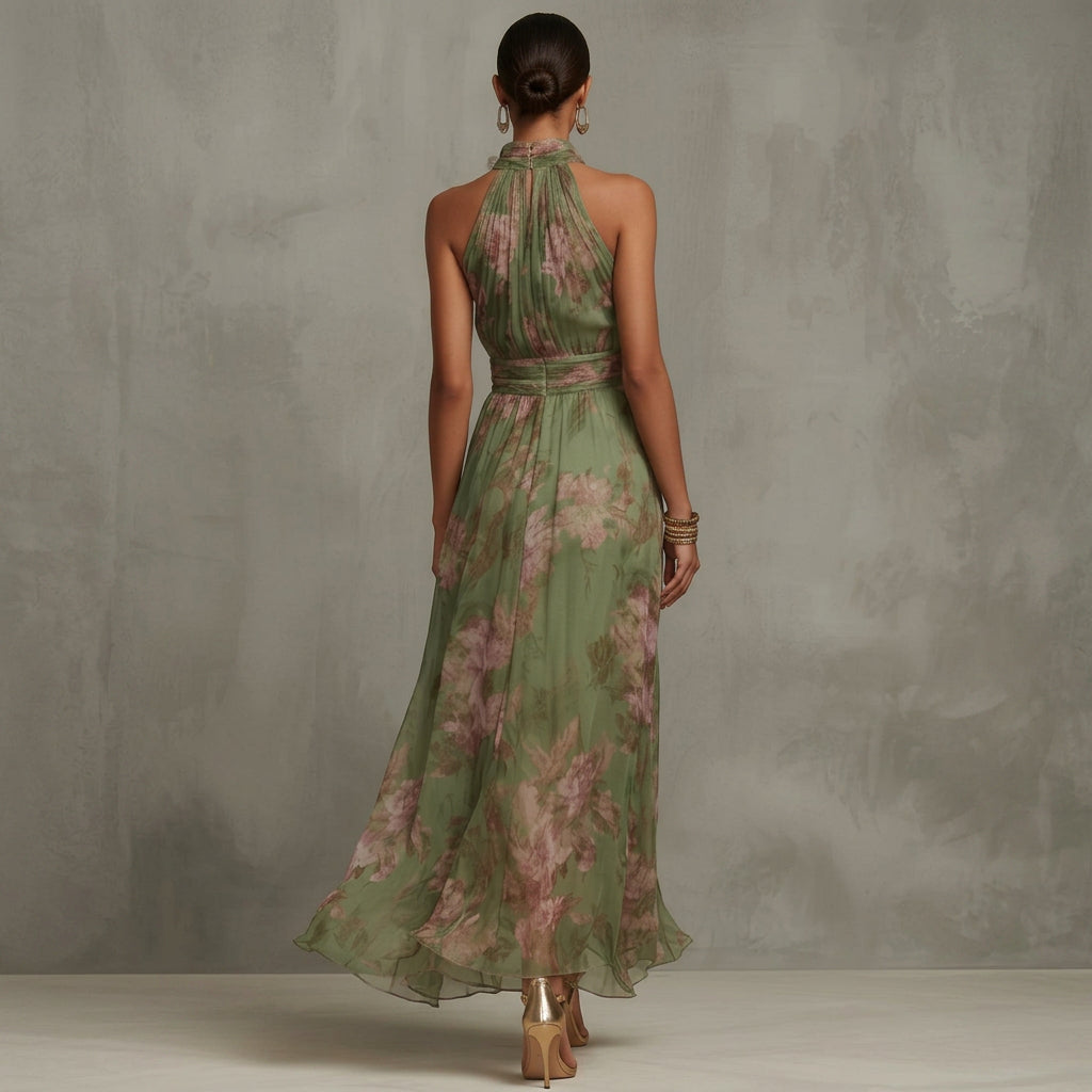 Filipa - Robe Longue Halter Fleurie