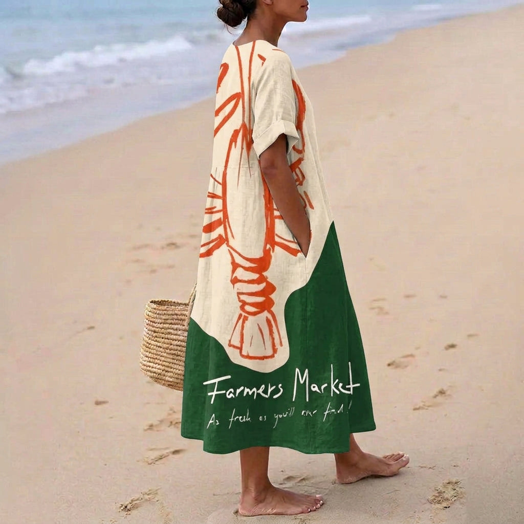 Catarina - Robe avec Imprimé de Homard Graphique
