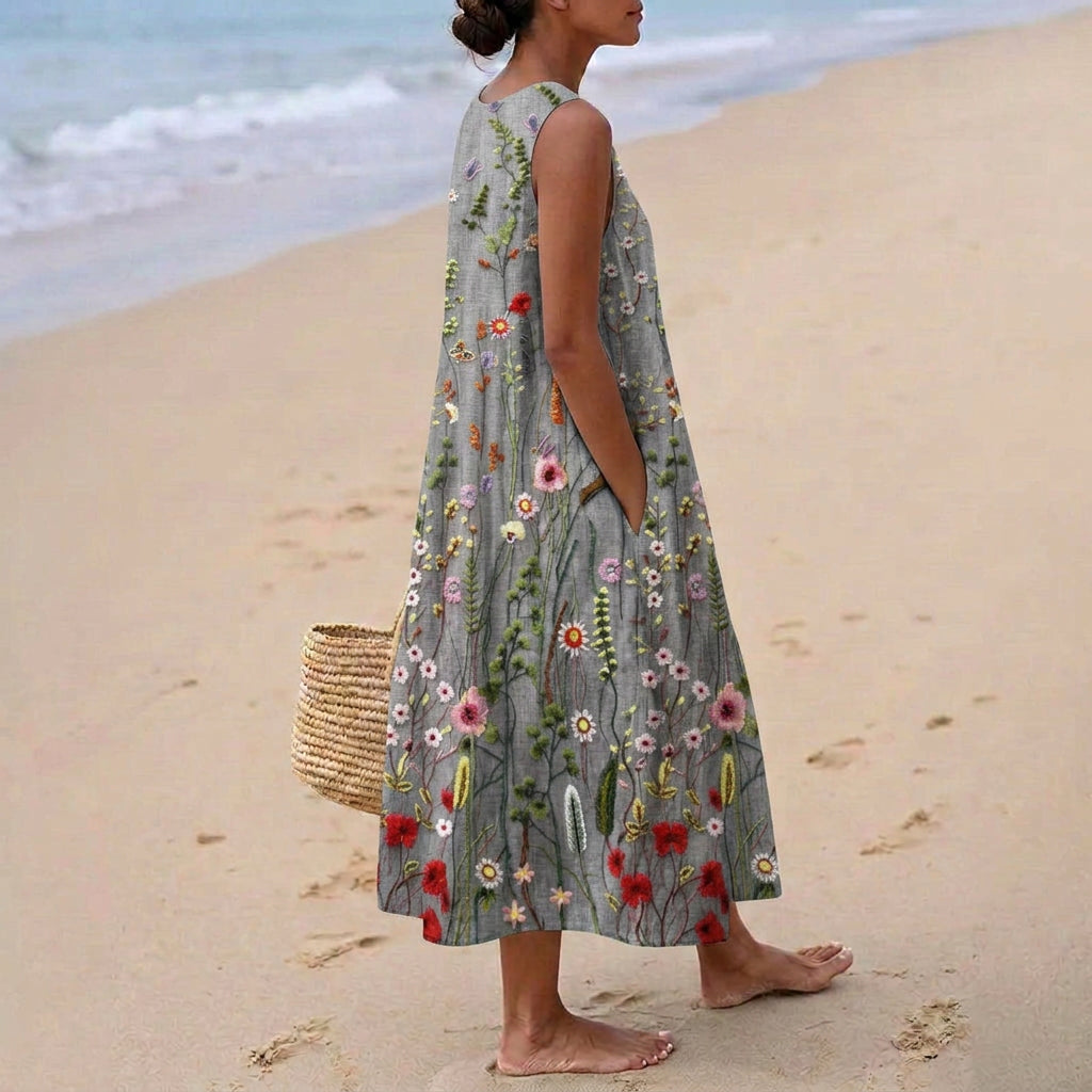 Viviana - Robe de Champ Brodée Florale