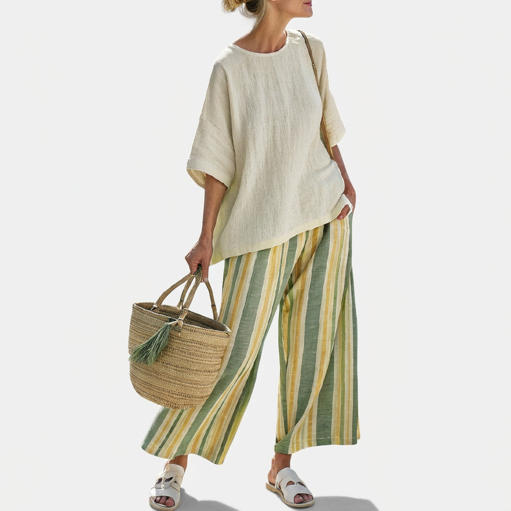 Olívia - Ensemble en Lin de Bambou Olive