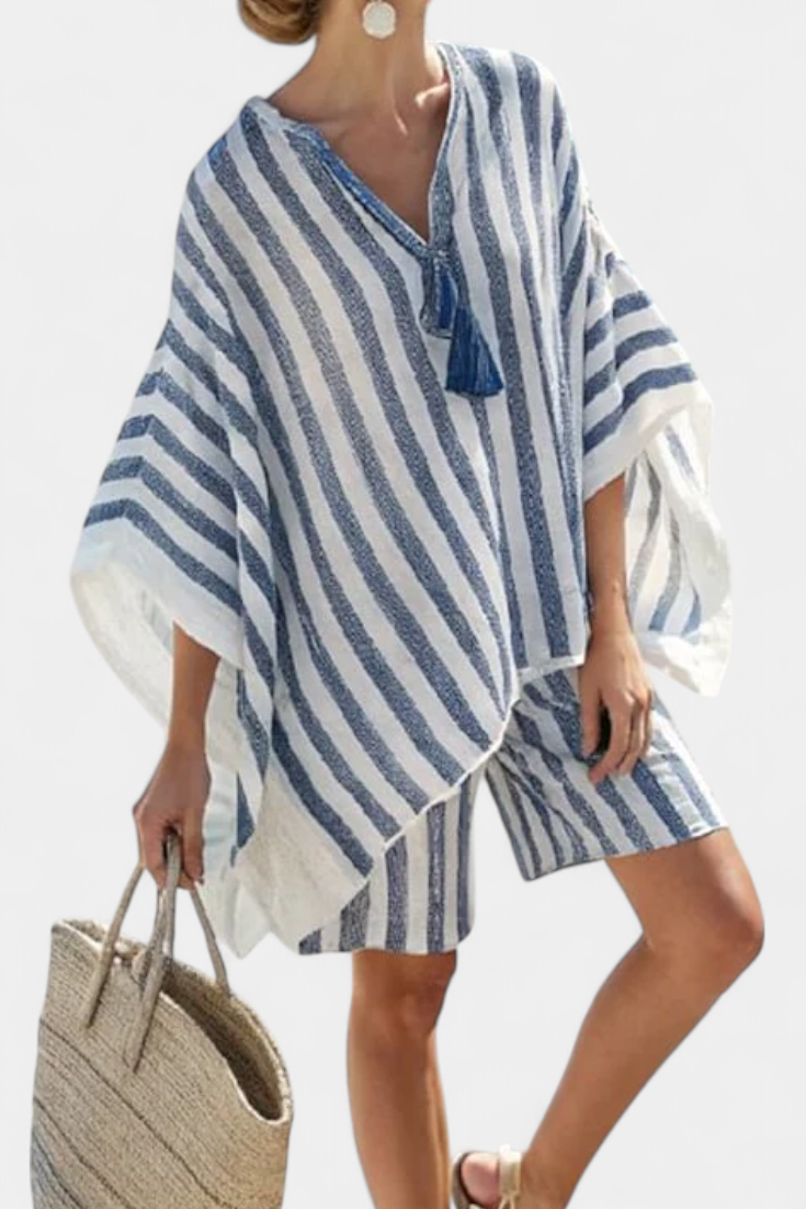 Salomé - Ensemble Rayé Blouse et Shorts
