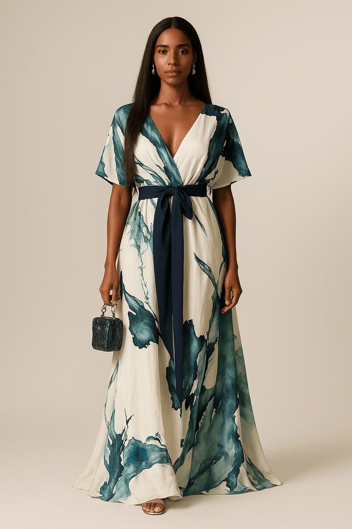 Vanessa - Robe Longue Imprimé Aquarelle