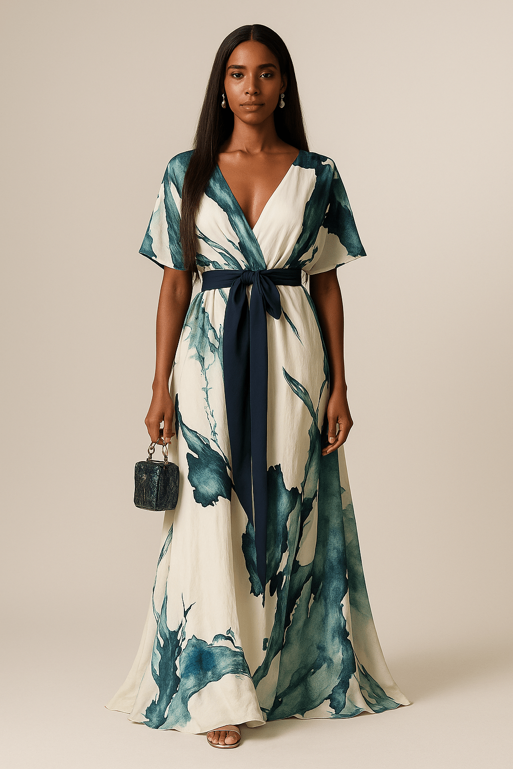 Vanessa - Robe Longue Imprimé Aquarelle