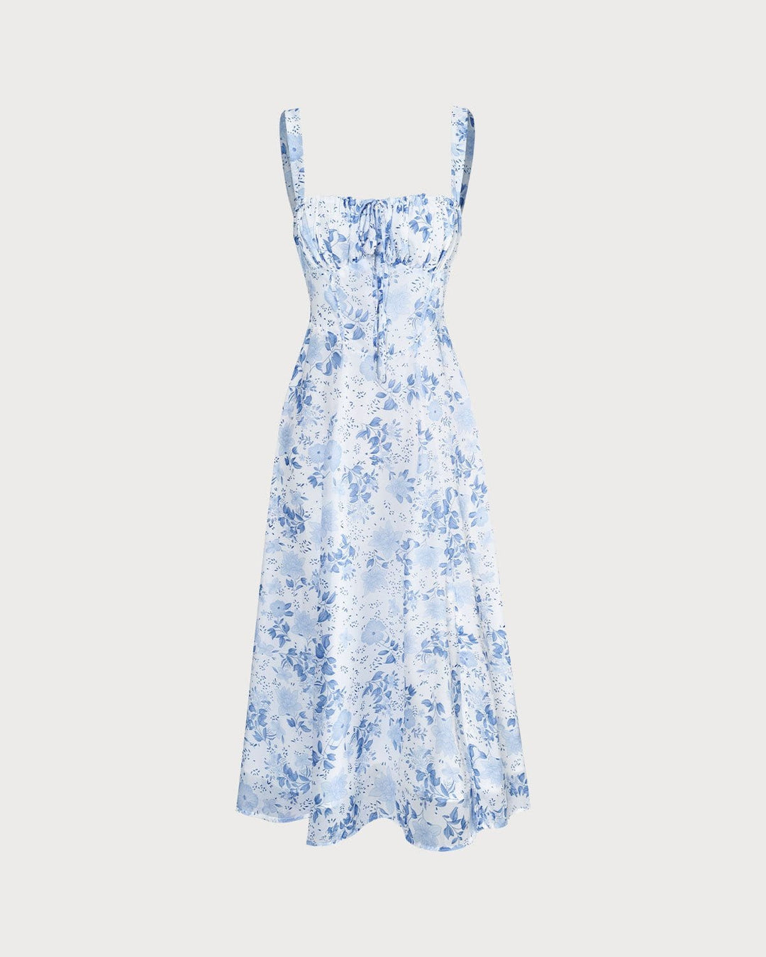 Renata - Robe Midi Bleue Fleurie